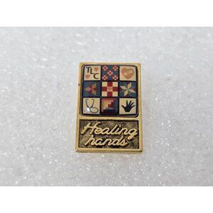 Healing Hands Roman Inc. Gold-Tone Pin With Quilt & Heart Design